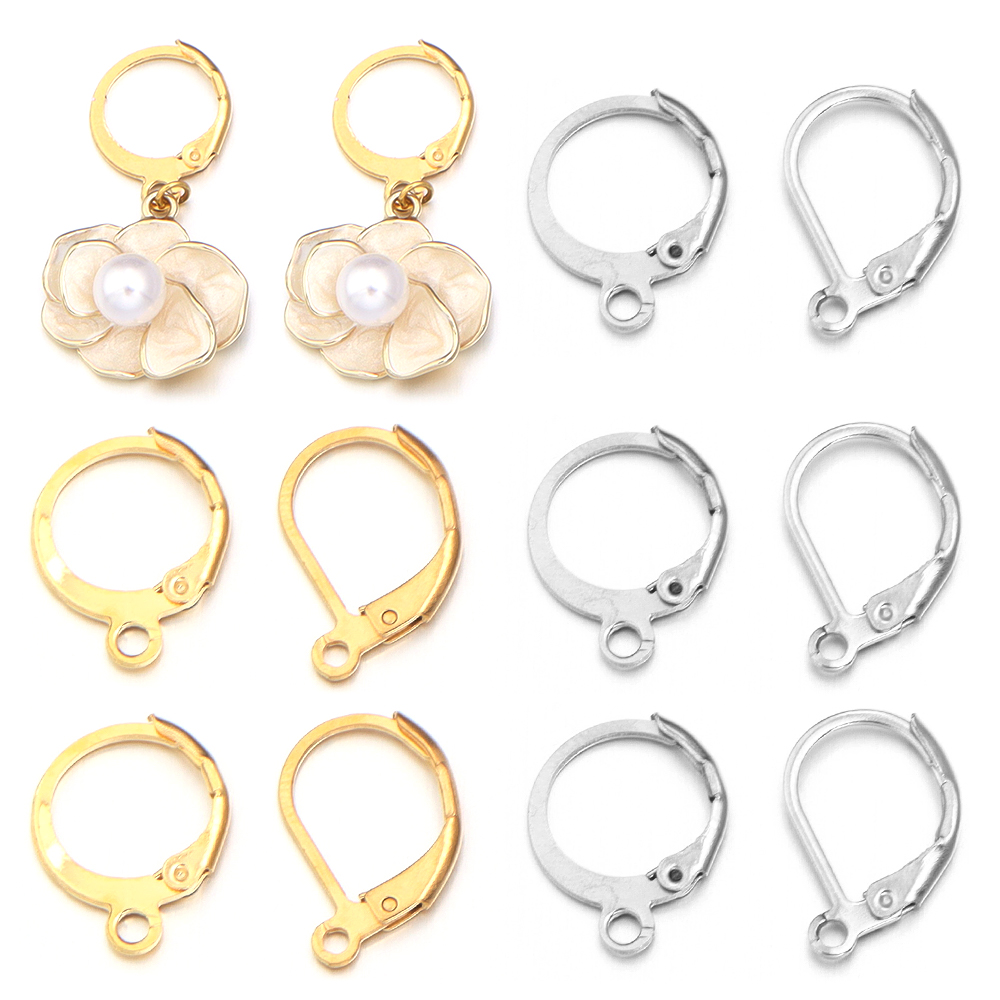 Jewelry Making Earring Supplies - Crochet d'oreille rond en acier inoxydable,