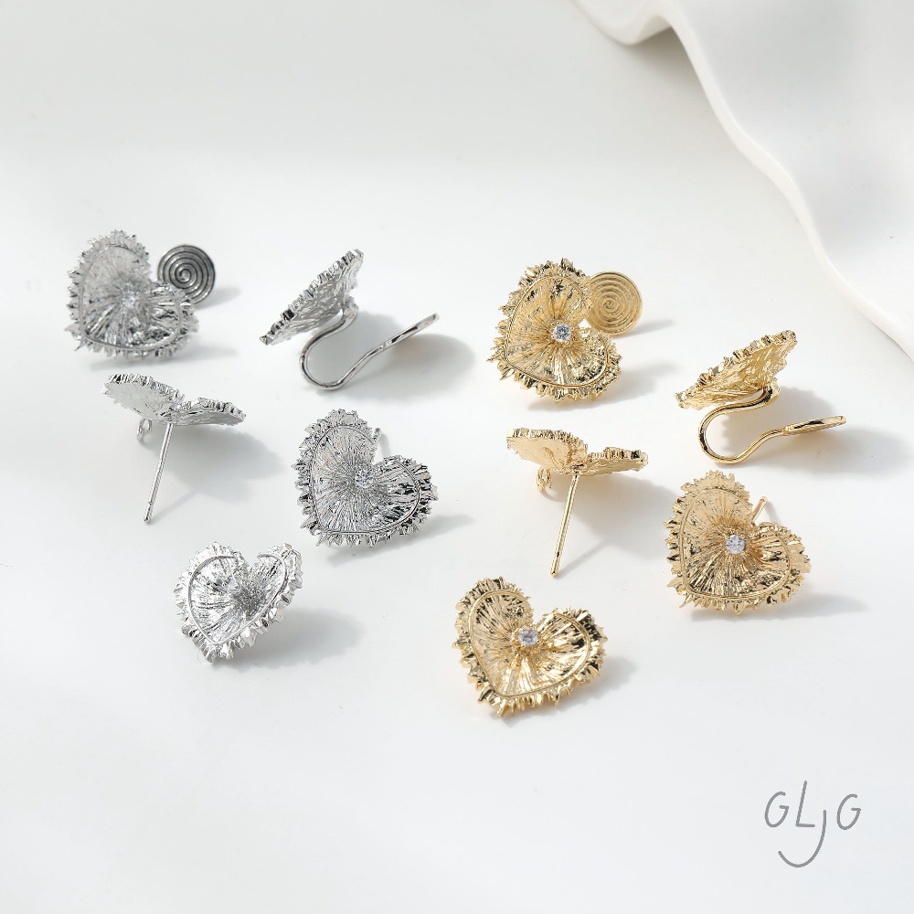 Jewelry Making Earring Supplies - 4 Pièces Breloques Cœur Clous d'Oreilles